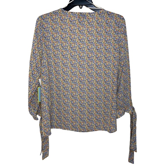 CeCe Moroccan Ditsy Foral Tie Sleeve Top S New With Tags - Picture 5 of 5